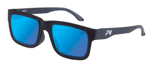 Matte Black Frame / Blue Mirror Finish on Tanzania Smoke Polarized Lens