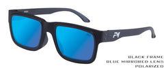 Matte Black Frame / Blue Mirror Finish on Tanzania Smoke Polarized Lens