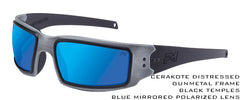 Speed Demon Cerakote Distressed Gun Metal, Black Temples, Blue Mirror Polarized Lens