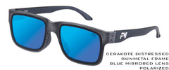 Cerakote Distressed Gunmetal Frame with Black Temples / Blue Mirror Finish on Tanzania Smoke Polarized Lens