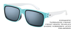 Cerakote Turquoise Frame with Cerakote Frost White Temples / Tanzania Smoke Polarized Lens