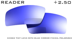 READER +2.50  Blue Mirror Finish on Tanzania Smoke Polarized Lens